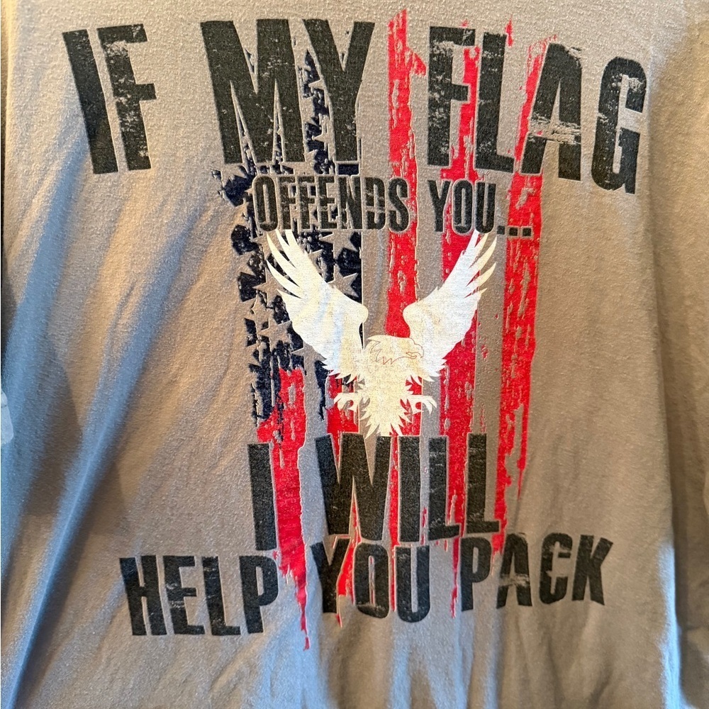 Mens XL Patriot Shirt If my flag offends you I will help you pack your bag - Picture 6 of 12